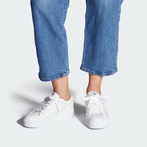 Adidas Nizza Platform Low Womens Casual Shoes Triple White FV5322 NEW Multi Sz - Picture 7 of 10